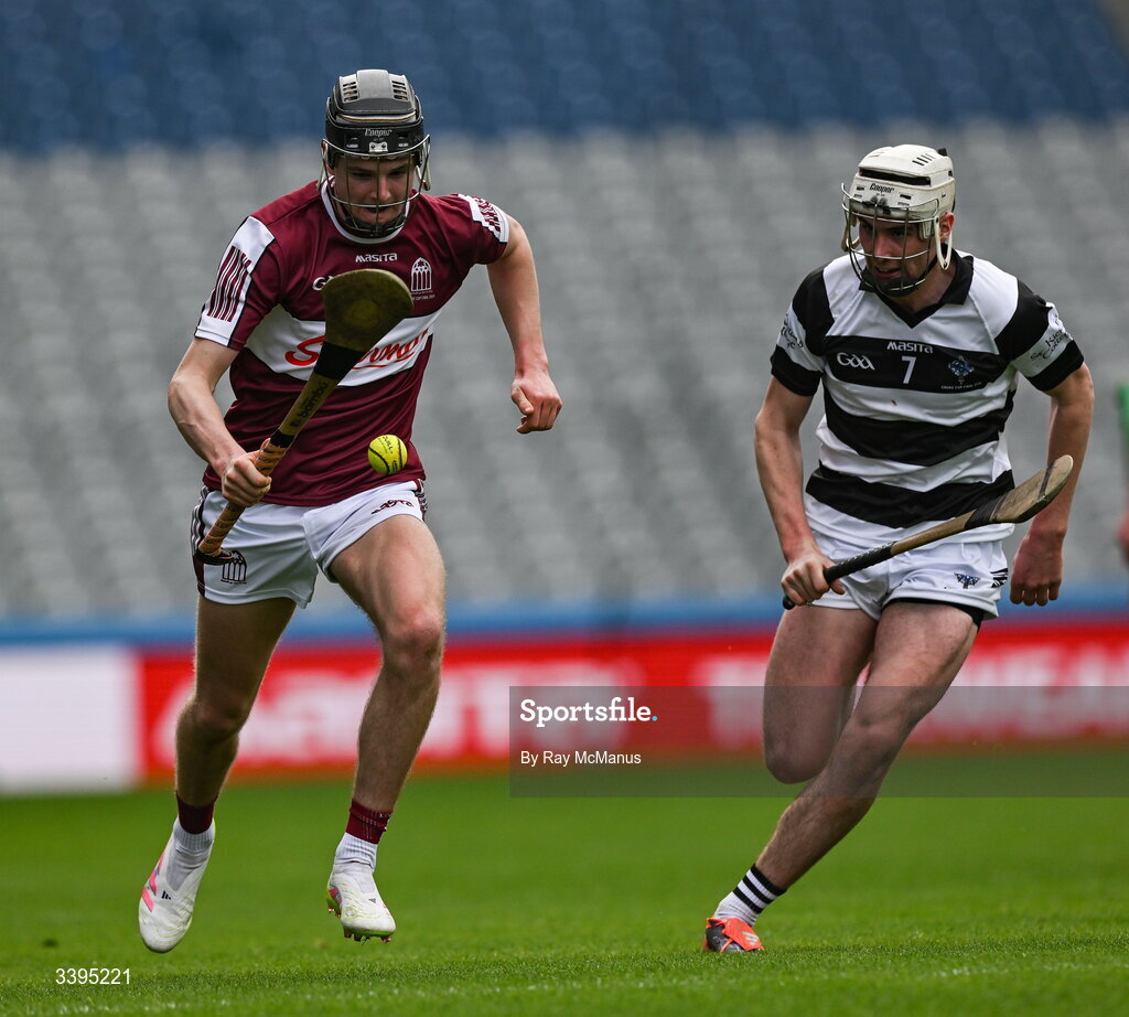 17 March 2026; Cian Hannon of Athenry races clear on Ben McEvoy of St Kieran's College during the Masita GAA Post Primary Schools Croke Cup final match between Presentation College Athenry, Galway, and St Kieran's College, Kilkenny, at Croke Park in Dublin. Photo by Ray McManus/Sportsfile