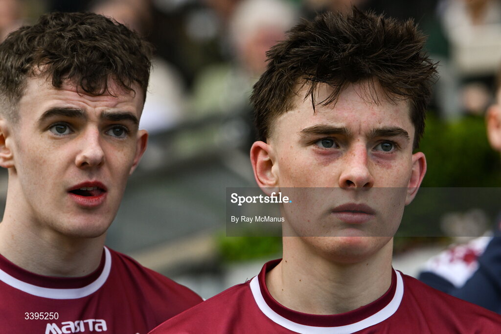 17 March 2026; Iarlaith Leen, right, and Niall Kelly of Athenry watch the presentation after the Masita GAA Post Primary Schools Croke Cup final match between Presentation College Athenry, Galway, and St Kieran's College, Kilkenny, at Croke Park in Dublin. Photo by Ray McManus/Sportsfile