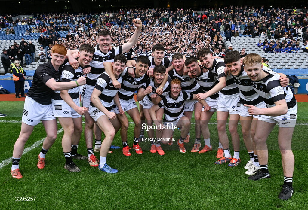 17 March 2026; St Kieran's College players celebrate after the Masita GAA Post Primary Schools Croke Cup final match between Presentation College Athenry, Galway, and St Kieran's College, Kilkenny, at Croke Park in Dublin. Photo by Ray McManus/Sportsfile