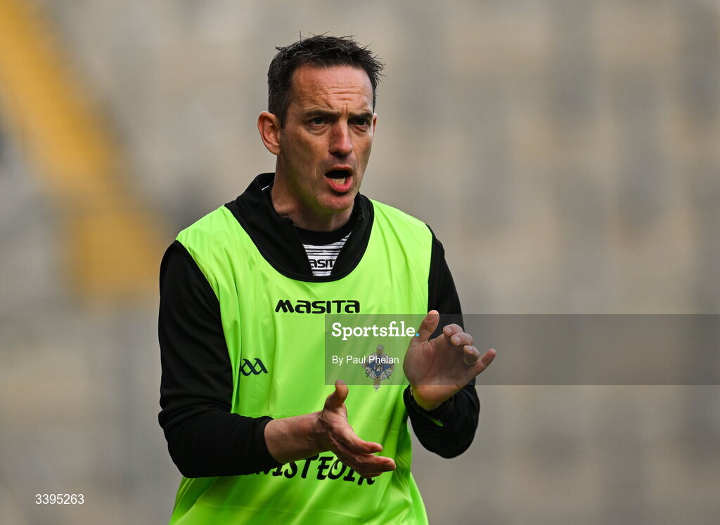 17 March 2026; St Kieran's College manager Brian Dowling claps on his team during the Masita GAA Post Primary Schools Croke Cup final match between Presentation College Athenry, Galway, and St Kieran's College, Kilkenny, at Croke Park in Dublin. Photo by Paul Phelan/Sportsfile