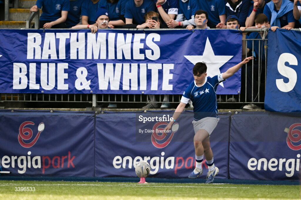 20 March 2026; Moss Sheehan of St Mary’s College during the Bank of Ireland Leinster Rugby Boys Schools Junior Cup final match between St Mary's College and St Michael's College at Energia Park in Dublin. Photo by Daire Brennan/Sportsfile