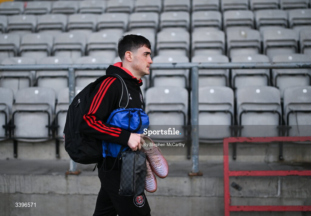 20 March 2026; Dawson Devoy of Bohemians arrives for the SSE Airtricity Men's Premier Division match between Bohemians and Dundalk at Dalymount Park in Dublin. Photo by Stephen McCarthy/Sportsfile