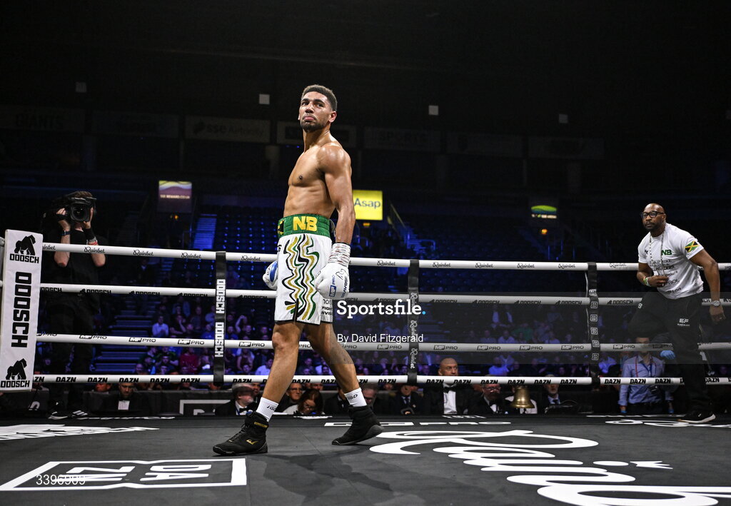 20 March 2026; Niall Browne after defeating Darren Johnstone in their British Super Middleweight Eliminator bout at the SSE Arena in Belfast. Photo by David Fitzgerald/Sportsfile