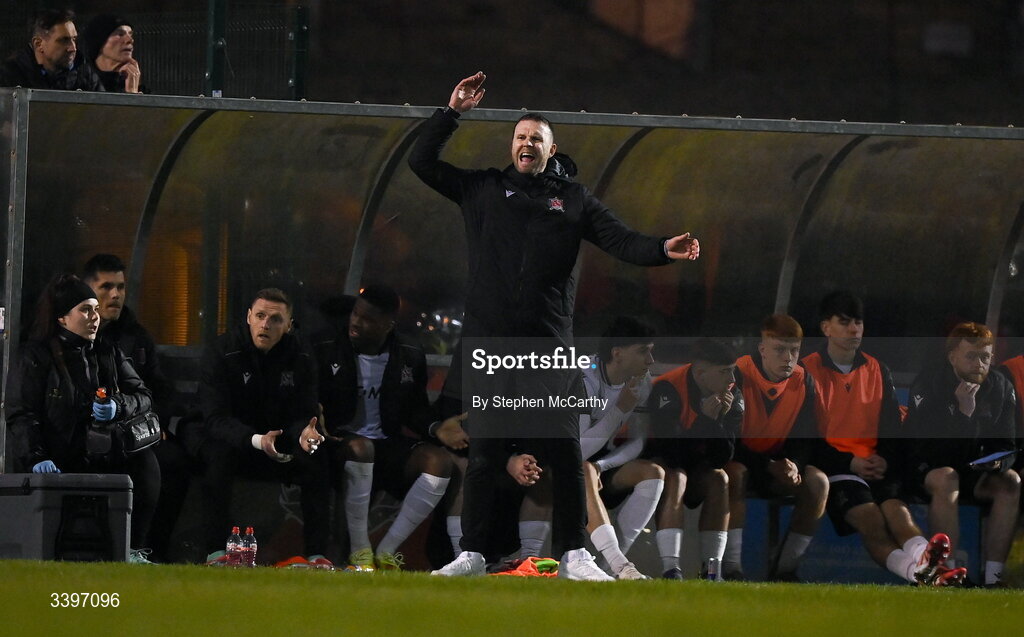 20 March 2026; Dundalk manager Ciaran Kilduff during the SSE Airtricity Men's Premier Division match between Bohemians and Dundalk at Dalymount Park in Dublin. Photo by Stephen McCarthy/Sportsfile