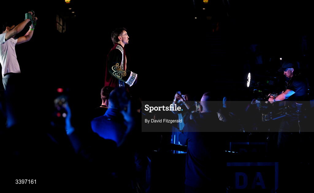 20 March 2026; Michael Conlan arrives before his WBC featherweight title defence against Kevin Walsh at the SSE Arena in Belfast. Photo by David Fitzgerald/Sportsfile