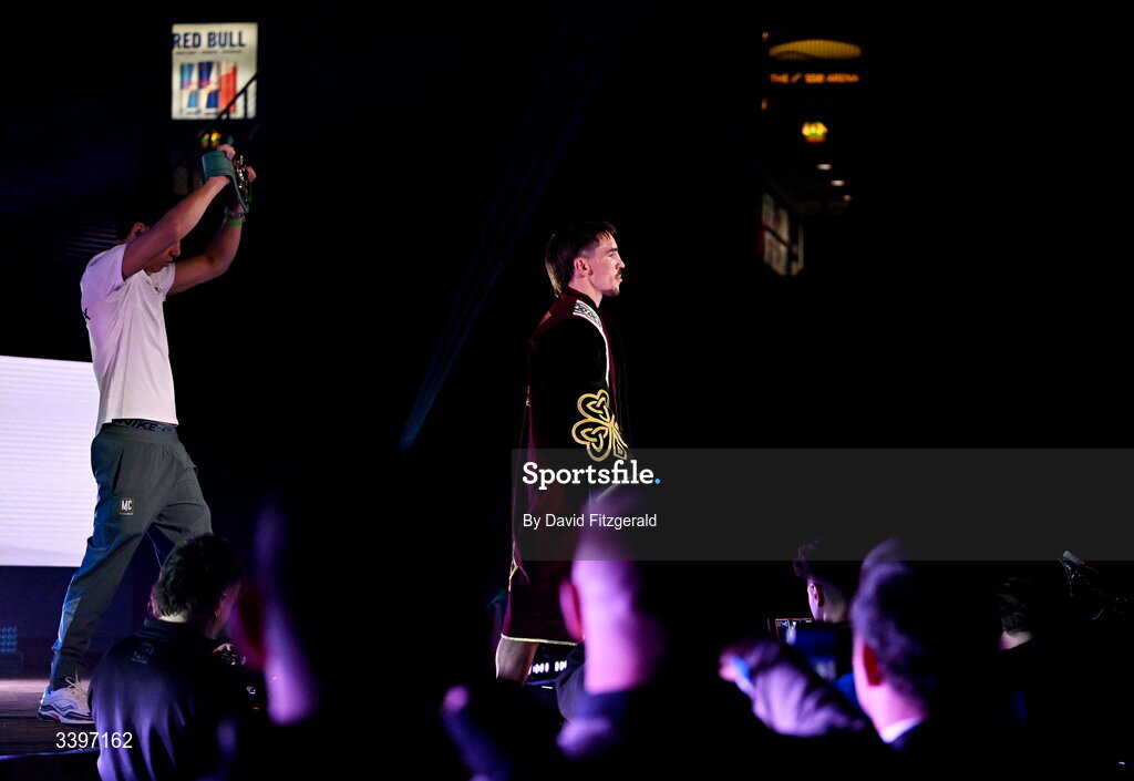 20 March 2026; Michael Conlan arrives before his WBC featherweight title defence against Kevin Walsh at the SSE Arena in Belfast. Photo by David Fitzgerald/Sportsfile