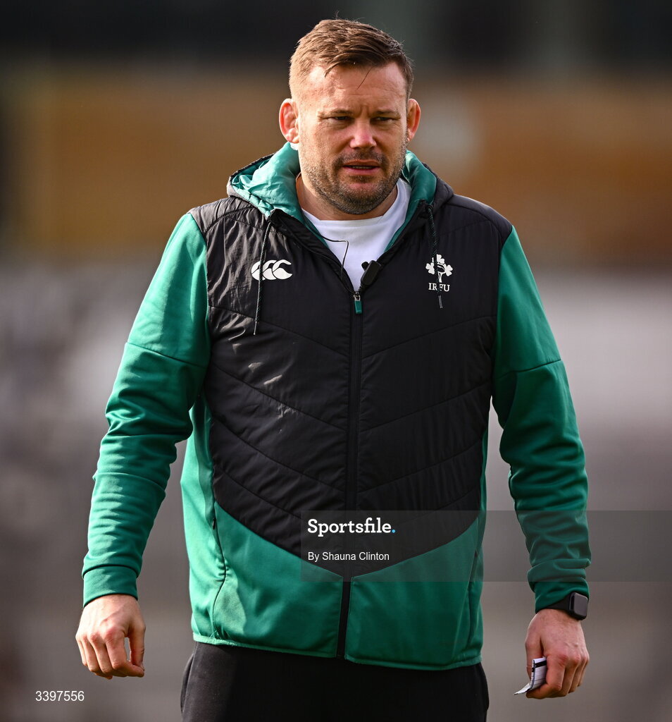 21 March 2026; Clovers head coach Denis Fogarty before the Celtic Challenge semi-final match between Clovers and Gwalia Lightning at Dexcom Stadium in Galway. Photo by Shauna Clinton/Sportsfile