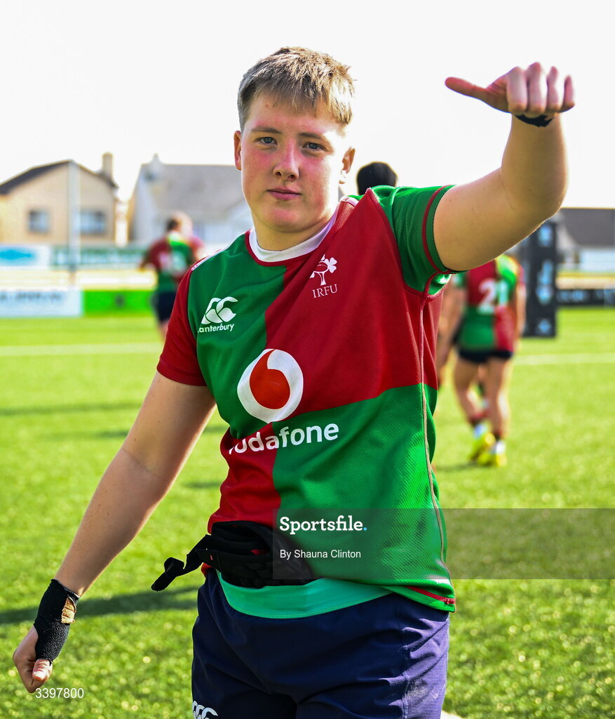21 March 2026; Beth Buttimer of Clovers after her side's victory in the Celtic Challenge semi-final match between Clovers and Gwalia Lightning at Dexcom Stadium in Galway. Photo by Shauna Clinton/Sportsfile