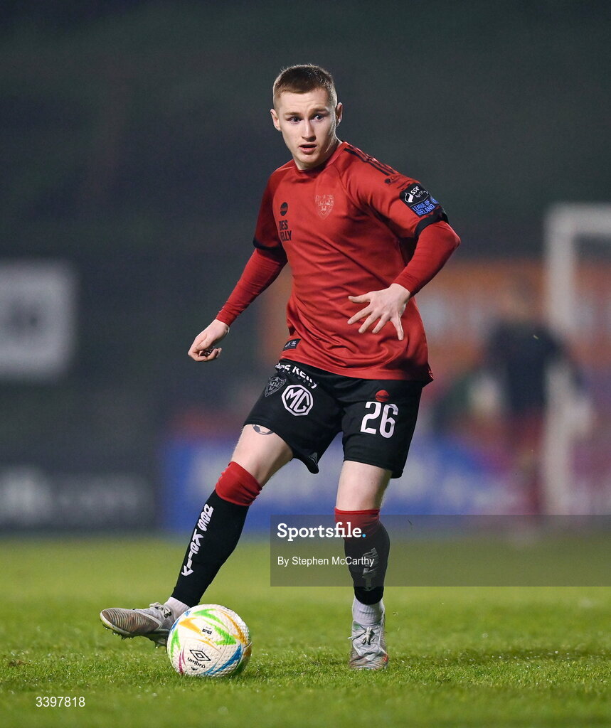 20 March 2026; Ross Tierney of Bohemians during the SSE Airtricity Men's Premier Division match between Bohemians and Dundalk at Dalymount Park in Dublin. Photo by Stephen McCarthy/Sportsfile