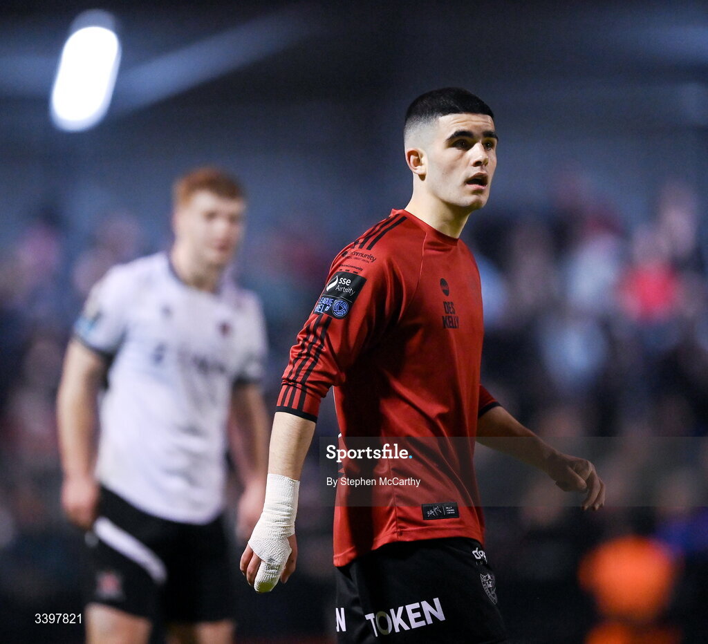 20 March 2026; Hugh Martin of Bohemians during the SSE Airtricity Men's Premier Division match between Bohemians and Dundalk at Dalymount Park in Dublin. Photo by Stephen McCarthy/Sportsfile