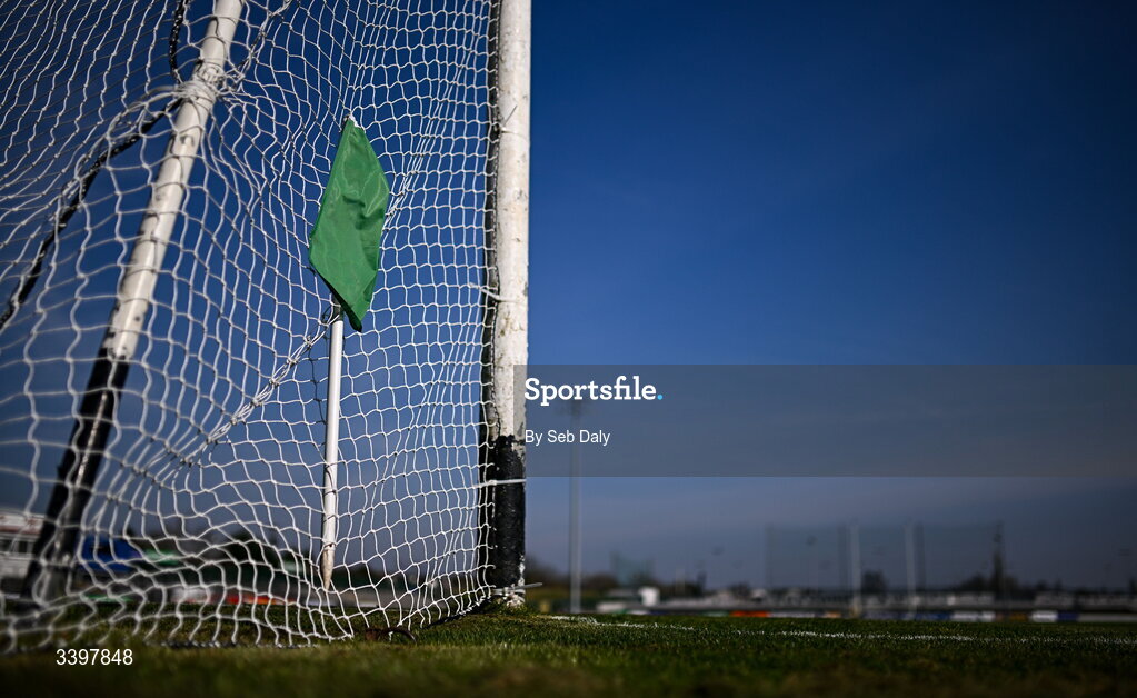 21 March 2026; A view of a goal flag in netting before the Allianz Hurling League Division 1B match between Carlow and Dublin at Netwatch Cullen Park in Carlow. Photo by Seb Daly/Sportsfile