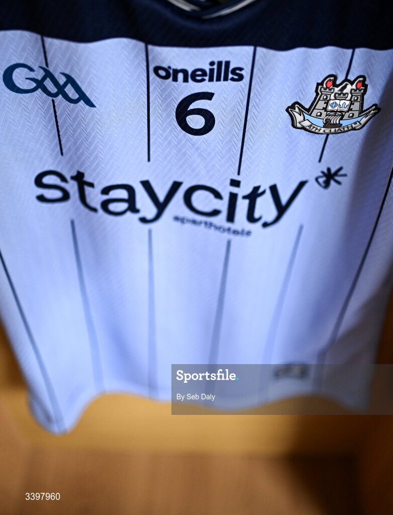 21 March 2026; The jersey of Dublin captain Chris Crummey before the Allianz Hurling League Division 1B match between Carlow and Dublin at Netwatch Cullen Park in Carlow. Photo by Seb Daly/Sportsfile
