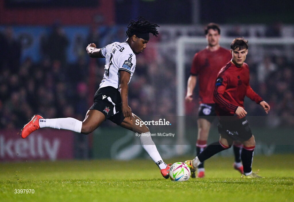 20 March 2026; Gbemi Arubi of Dundalk during the SSE Airtricity Men's Premier Division match between Bohemians and Dundalk at Dalymount Park in Dublin. Photo by Stephen McCarthy/Sportsfile