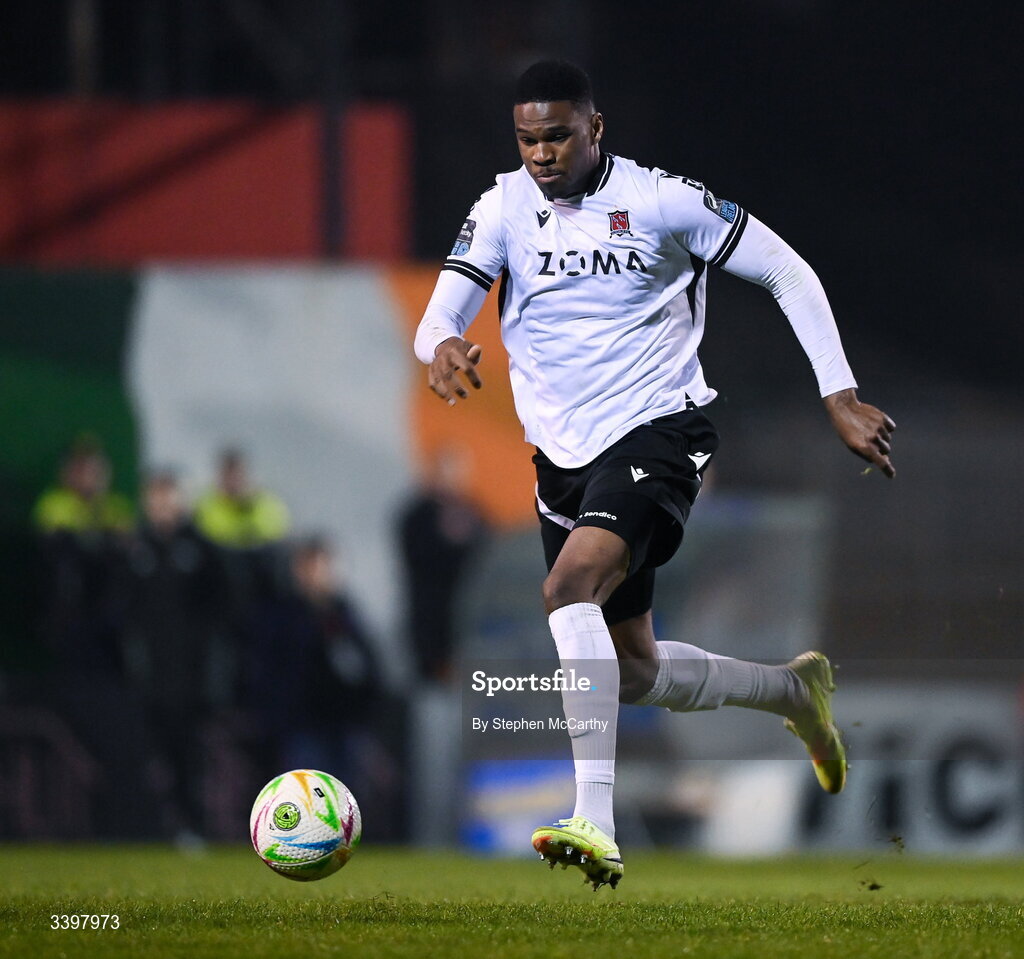 20 March 2026; Mayowa Animasahun of Dundalk during the SSE Airtricity Men's Premier Division match between Bohemians and Dundalk at Dalymount Park in Dublin. Photo by Stephen McCarthy/Sportsfile