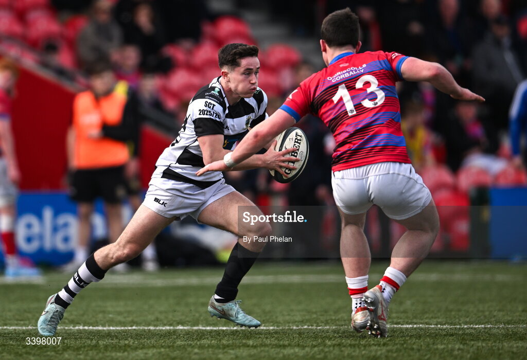 18 March 2026; Frankie Óg Sheahan of Presentation Brothers College during the Pinergy Munster Schools Boys Senior Cup final match between Presentation Brothers College, Cork and St. Munchin’s College, Limerick at Virgin Media Park in Cork. Photo by Paul Phelan/Sportsfile