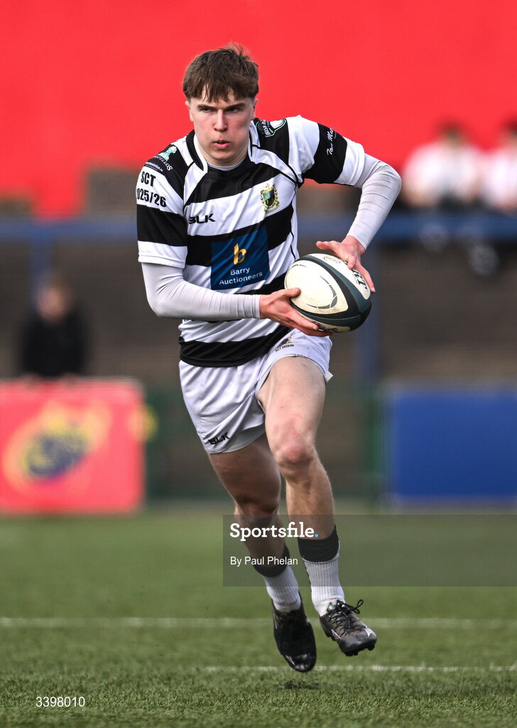 18 March 2026; Daniel Murphy of Presentation Brothers College during the Pinergy Munster Schools Boys Senior Cup final match between Presentation Brothers College, Cork and St. Munchin’s College, Limerick at Virgin Media Park in Cork. Photo by Paul Phelan/Sportsfile