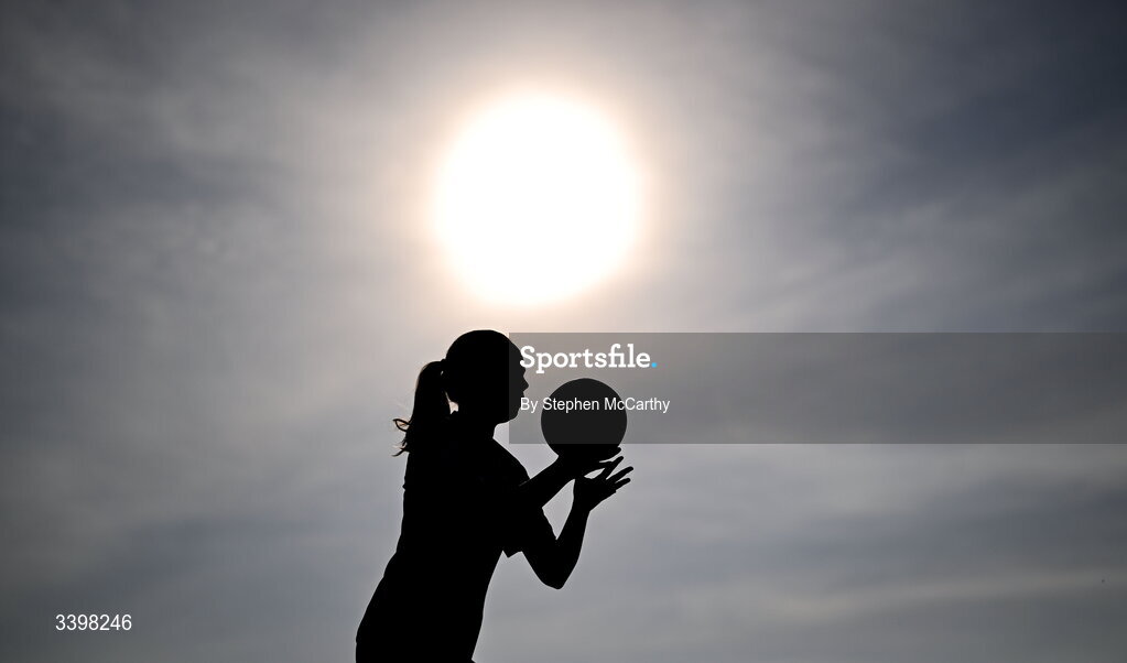 21 March 2026; Galway players warm up before the Lidl Ladies National Football League Division 1 Round 6 match between Galway and Dublin at Tuam Stadium in Tuam, Galway. Photo by Stephen McCarthy/Sportsfile