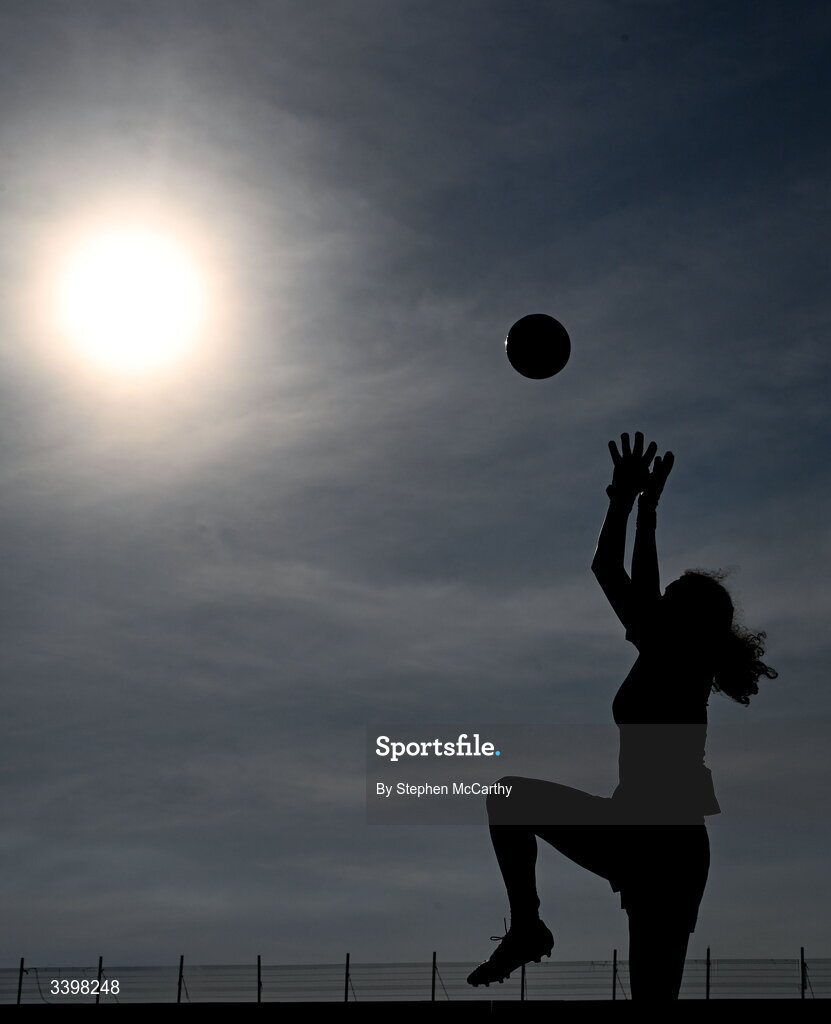 21 March 2026; Galway players warm up before the Lidl Ladies National Football League Division 1 Round 6 match between Galway and Dublin at Tuam Stadium in Tuam, Galway. Photo by Stephen McCarthy/Sportsfile