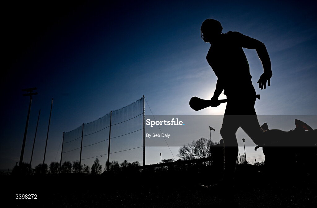 21 March 2026; Dublin captain Chris Crummey makes his way onto the pitch to warm-up before the Allianz Hurling League Division 1B match between Carlow and Dublin at Netwatch Cullen Park in Carlow. Photo by Seb Daly/Sportsfile