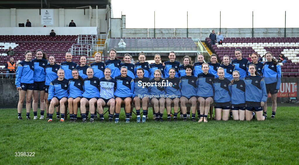 21 March 2026; The Dublin squad before the Lidl Ladies National Football League Division 1 Round 6 match between Galway and Dublin at Tuam Stadium in Tuam, Galway. Photo by Stephen McCarthy/Sportsfile