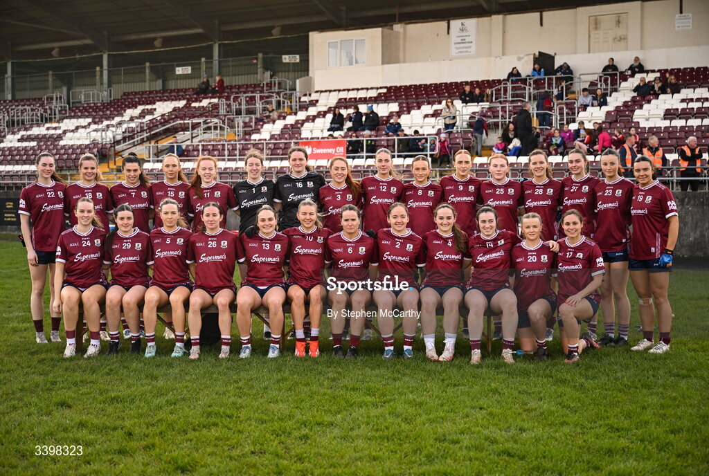 21 March 2026; The Galway squad before the Lidl Ladies National Football League Division 1 Round 6 match between Galway and Dublin at Tuam Stadium in Tuam, Galway. Photo by Stephen McCarthy/Sportsfile