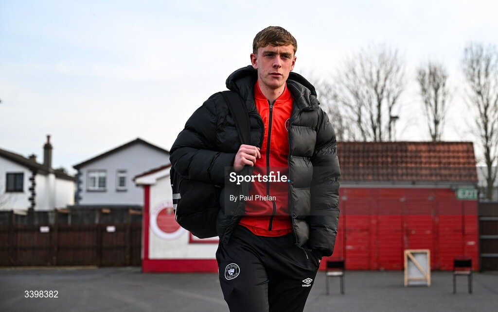 21 March 2026; Daire Patton of Sligo Rovers arrives before the SSE Airtricity Men's Premier Division match between Sligo Rovers and Shelbourne at The Showgrounds in Sligo. Photo by Paul Phelan/Sportsfile