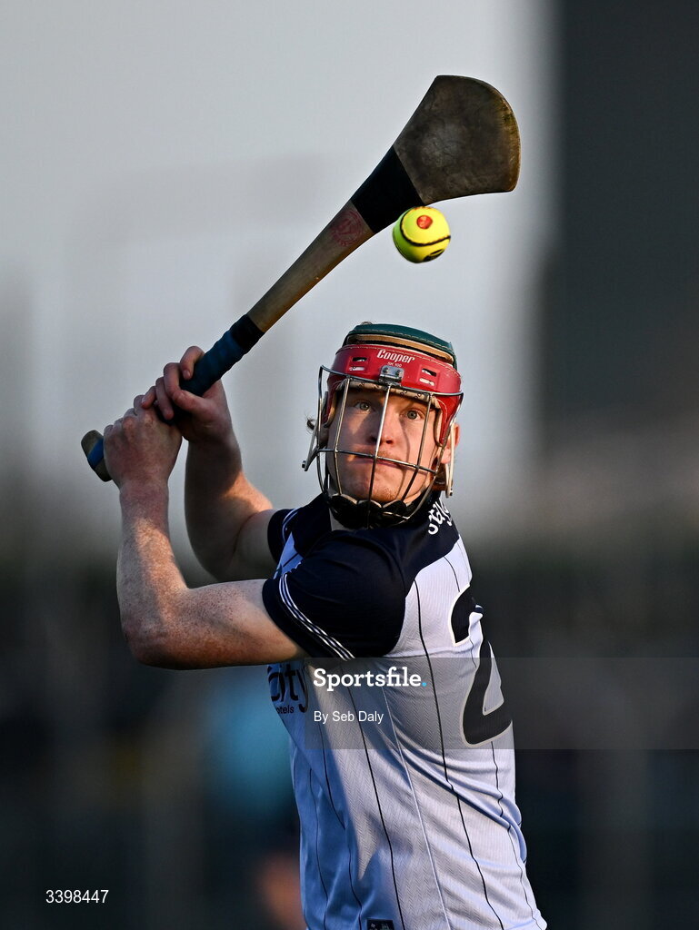 21 March 2026; Diarmaid Ó Dúlaing of Dublin converts a free during the Allianz Hurling League Division 1B match between Carlow and Dublin at Netwatch Cullen Park in Carlow. Photo by Seb Daly/Sportsfile