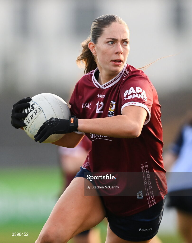21 March 2026; Kate Thompson of Galway during the Lidl Ladies National Football League Division 1 Round 6 match between Galway and Dublin at Tuam Stadium in Tuam, Galway. Photo by Stephen McCarthy/Sportsfile