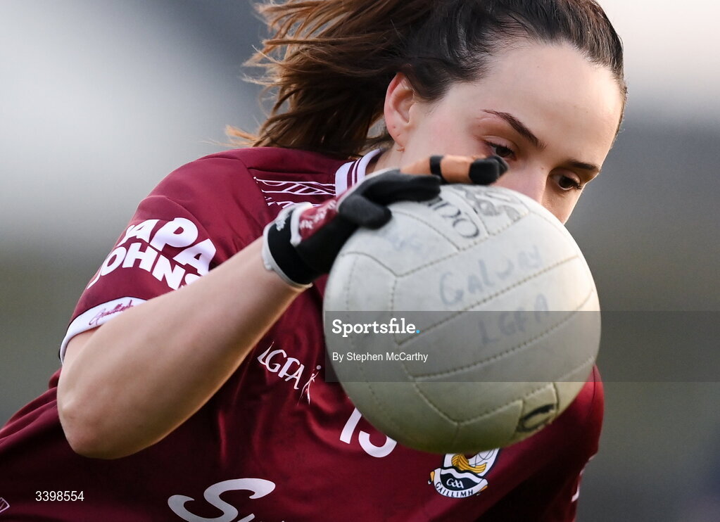 21 March 2026; Sarah Ní Loingsigh of Galway during the Lidl Ladies National Football League Division 1 Round 6 match between Galway and Dublin at Tuam Stadium in Tuam, Galway. Photo by Stephen McCarthy/Sportsfile