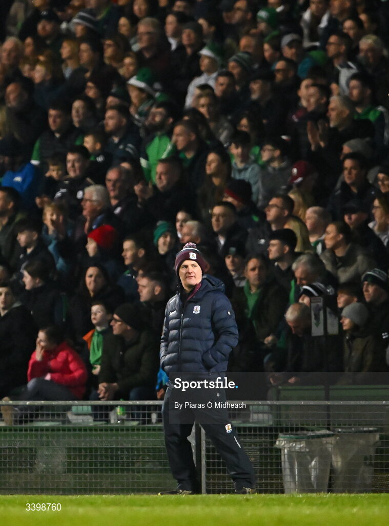 21 March 2026; Galway manager Micheál Donoghue during the Allianz Hurling League Division 1A match between Limerick and Galway at TUS Gaelic Grounds in Limerick. Photo by Piaras Ó Mídheach/Sportsfile