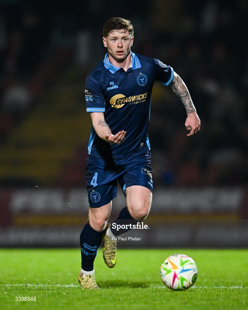 21 March 2026; Kameron Ledwidge of Shelbourne during the SSE Airtricity Men's Premier Division match between Sligo Rovers and Shelbourne at The Showgrounds in Sligo. Photo by Paul Phelan/Sportsfile
