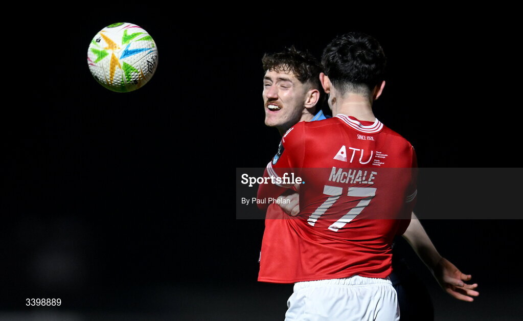 21 March 2026; John Martin of Shelbourne in action against Sean McHale of Sligo Rovers during the SSE Airtricity Men's Premier Division match between Sligo Rovers and Shelbourne at The Showgrounds in Sligo. Photo by Paul Phelan/Sportsfile
