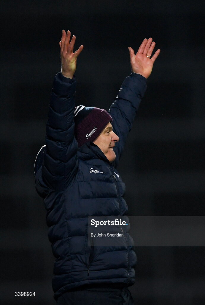 21 March 2026; Galway manager Micheál Donoghue reacts during the Allianz Hurling League Division 1A match between Limerick and Galway at TUS Gaelic Grounds in Limerick. Photo by John Sheridan/Sportsfile