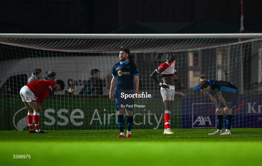 21 March 2026; Mai Traore of Sligo Rovers holds his jersey in his mouth in dejection after the SSE Airtricity Men's Premier Division match between Sligo Rovers and Shelbourne at The Showgrounds in Sligo. Photo by Paul Phelan/Sportsfile