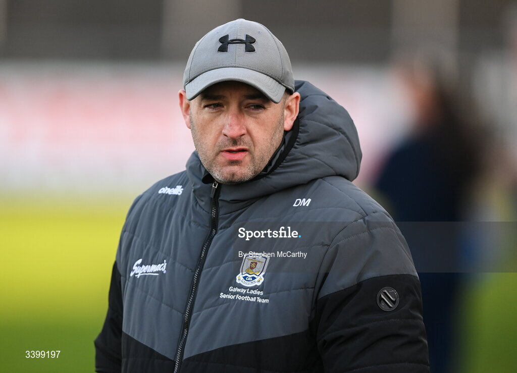 21 March 2026; Galway manager Daniel Moynihan before the Lidl Ladies National Football League Division 1 Round 6 match between Galway and Dublin at Tuam Stadium in Tuam, Galway. Photo by Stephen McCarthy/Sportsfile