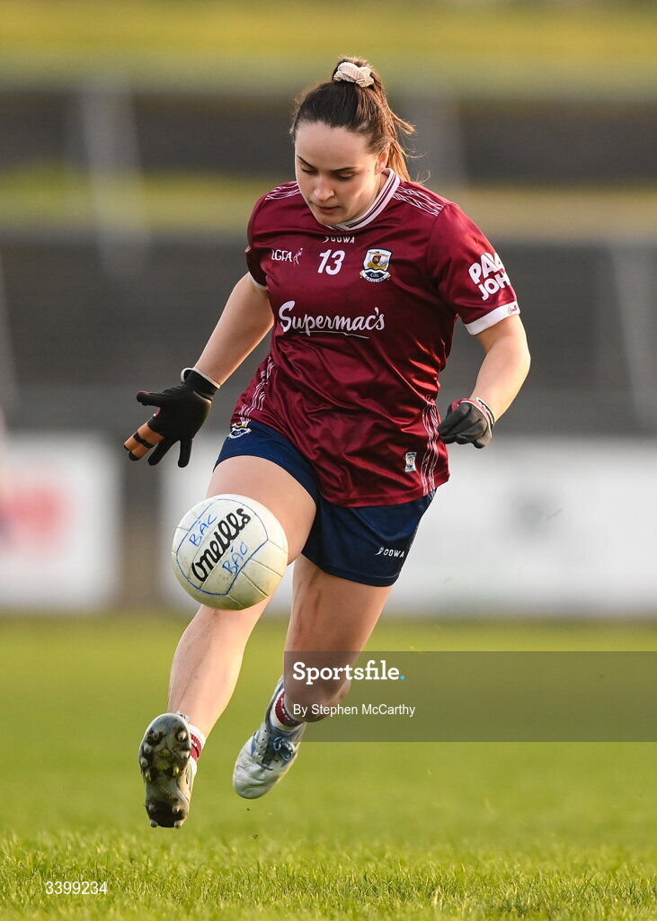 21 March 2026; Andrea Trill of Galway during the Lidl Ladies National Football League Division 1 Round 6 match between Galway and Dublin at Tuam Stadium in Tuam, Galway. Photo by Stephen McCarthy/Sportsfile