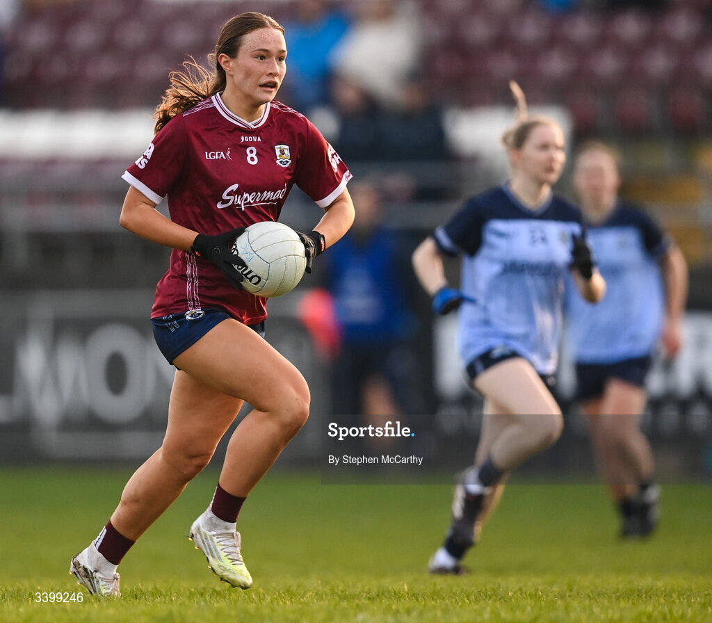 21 March 2026; Niamh Divilly of Galway during the Lidl Ladies National Football League Division 1 Round 6 match between Galway and Dublin at Tuam Stadium in Tuam, Galway. Photo by Stephen McCarthy/Sportsfile