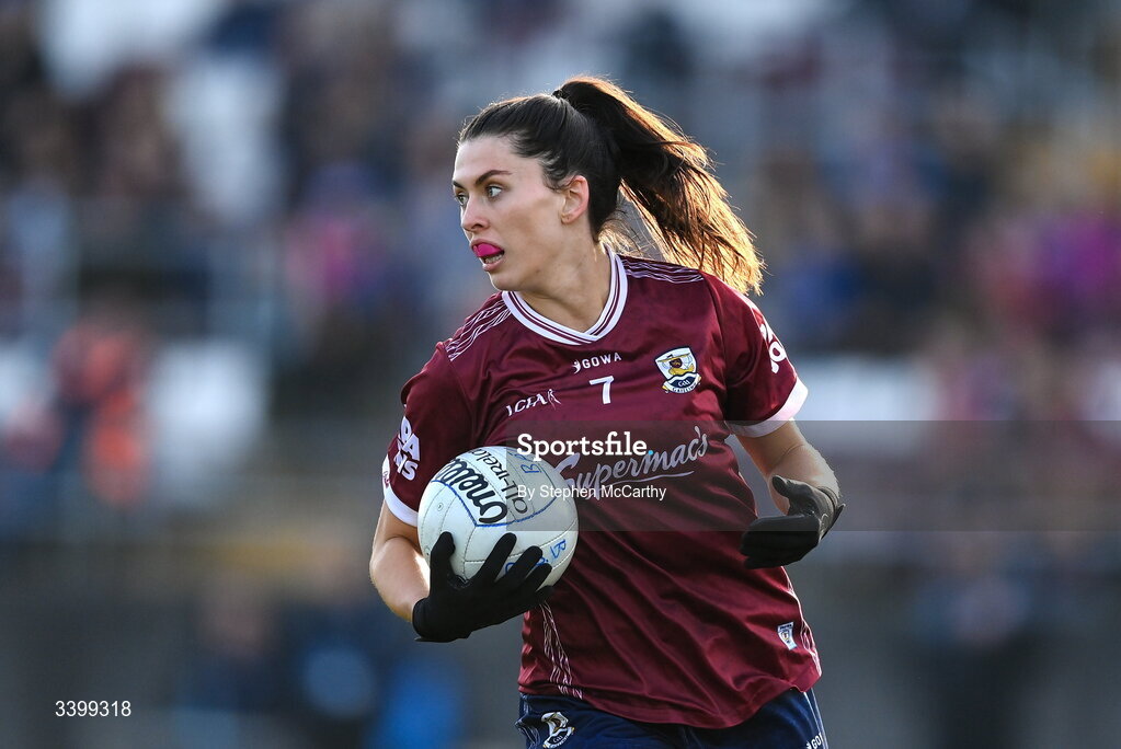 21 March 2026; Ellen Power of Galway during the Lidl Ladies National Football League Division 1 Round 6 match between Galway and Dublin at Tuam Stadium in Tuam, Galway. Photo by Stephen McCarthy/Sportsfile