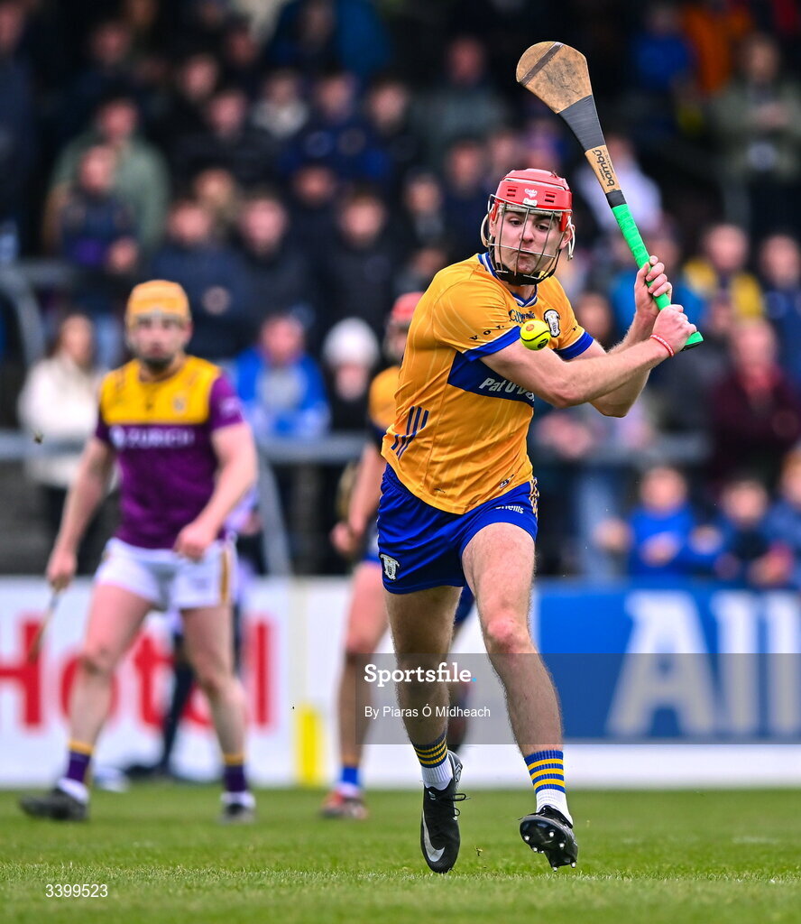 8 March 2026; Jack Kirwan of Clare during the Allianz Hurling League Division 1B match between Clare and Wexford at Zimmer Biomet Páirc Chíosóg in Ennis, Clare. Photo by Piaras Ó Mídheach/Sportsfile