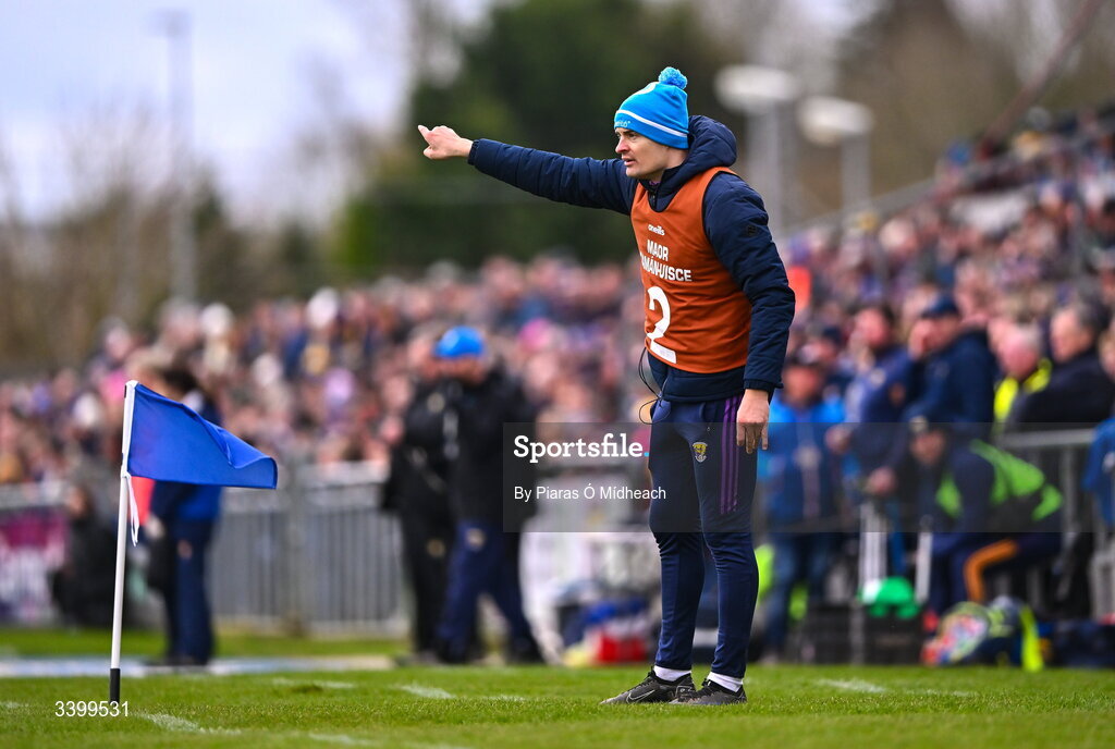 8 March 2026; Injured Wexford captain Jack O'Connor during the Allianz Hurling League Division 1B match between Clare and Wexford at Zimmer Biomet Páirc Chíosóg in Ennis, Clare. Photo by Piaras Ó Mídheach/Sportsfile