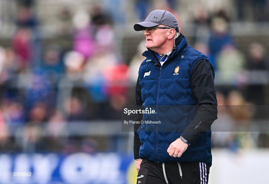 8 March 2026; Clare manager Brian Lohan during the Allianz Hurling League Division 1B match between Clare and Wexford at Zimmer Biomet Páirc Chíosóg in Ennis, Clare. Photo by Piaras Ó Mídheach/Sportsfile