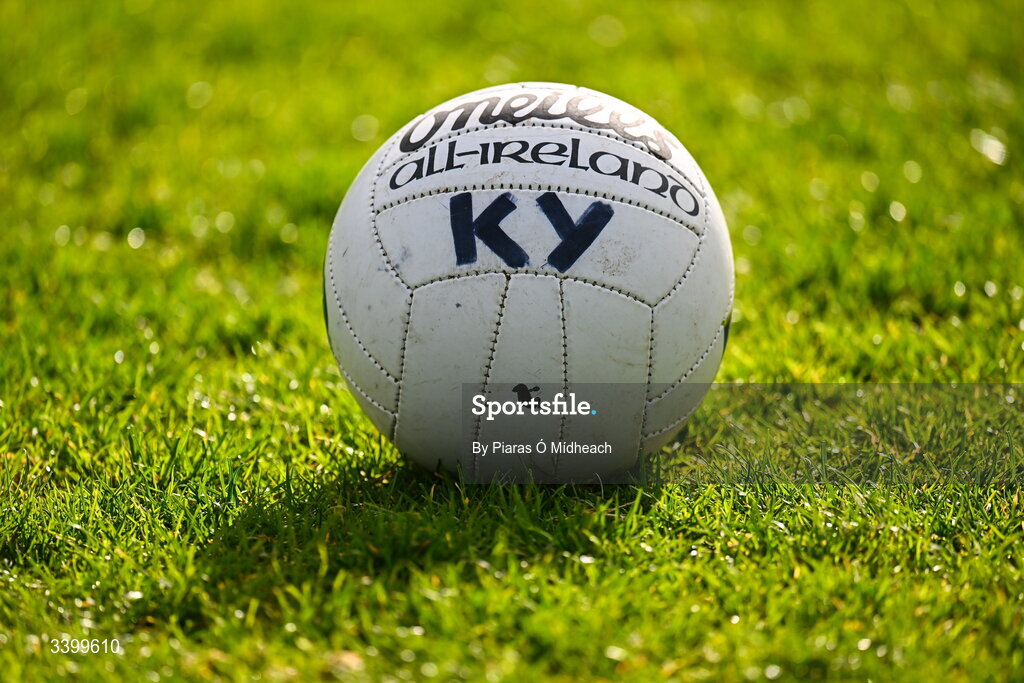 14 March 2026; A football in the Kerry warm-up before the Allianz Football League Division 1 match between Kerry and Mayo at Austin Stack Park in Tralee, Kerry. Photo by Piaras Ó Mídheach/Sportsfile