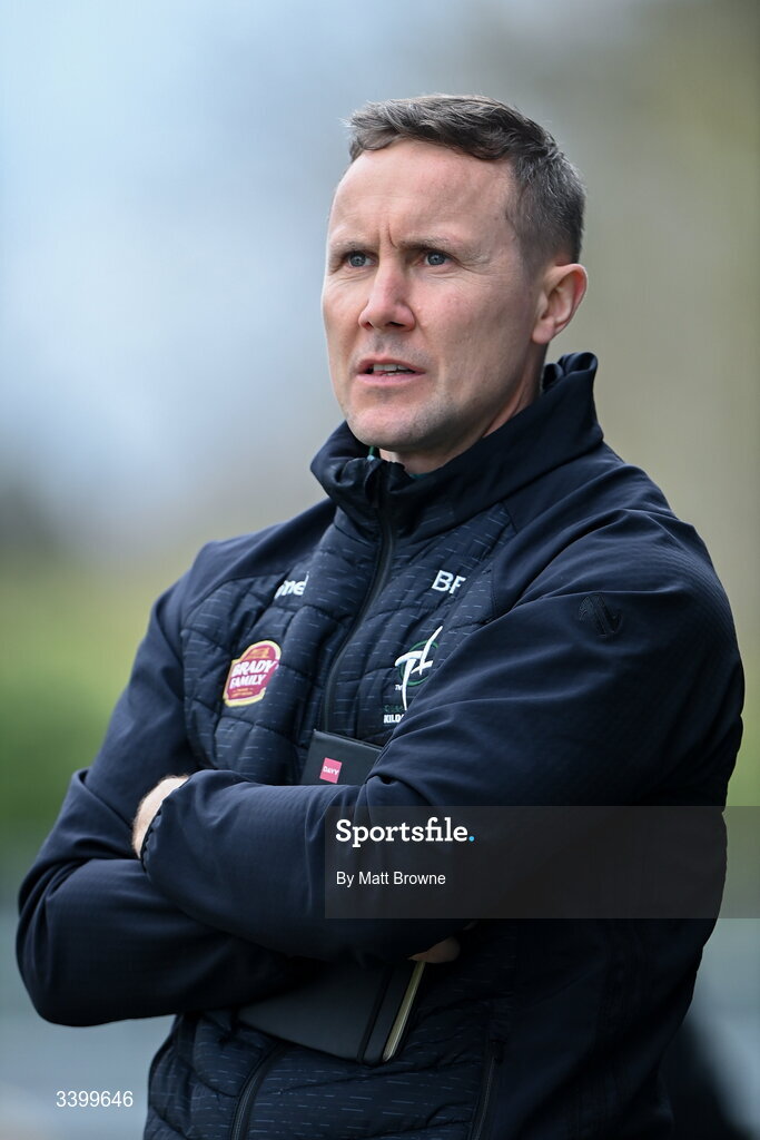 22 March 2026; Kildare manager Brian Flanagan during the Allianz Football League Division 2 match between Kildare and Louth at Cedral St Conleth's Park in Newbridge, Kildare. Photo by Matt Browne/Sportsfile