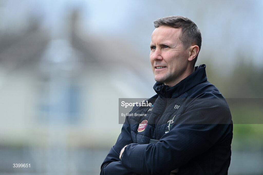 22 March 2026; Kildare manager Brian Flanagan during the Allianz Football League Division 2 match between Kildare and Louth at Cedral St Conleth's Park in Newbridge, Kildare. Photo by Matt Browne/Sportsfile