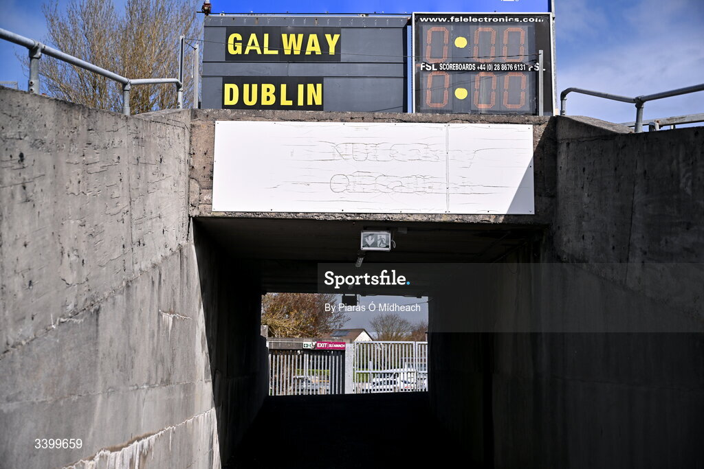 22 March 2026; A general view of the scoreboard before the Allianz Football League Division 1 match between Galway and Dublin at Pearse Stadium in Galway. Photo by Piaras Ó Mídheach/Sportsfile