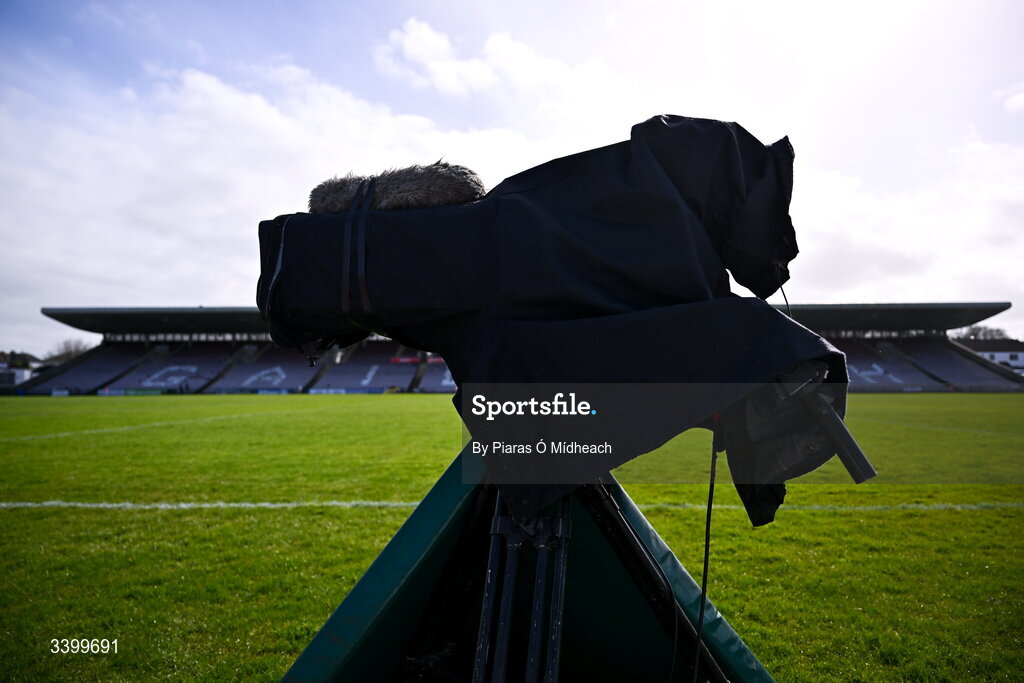 22 March 2026; A general view of pitchside TG4 camera before the Allianz Football League Division 1 match between Galway and Dublin at Pearse Stadium in Galway. Photo by Piaras Ó Mídheach/Sportsfile