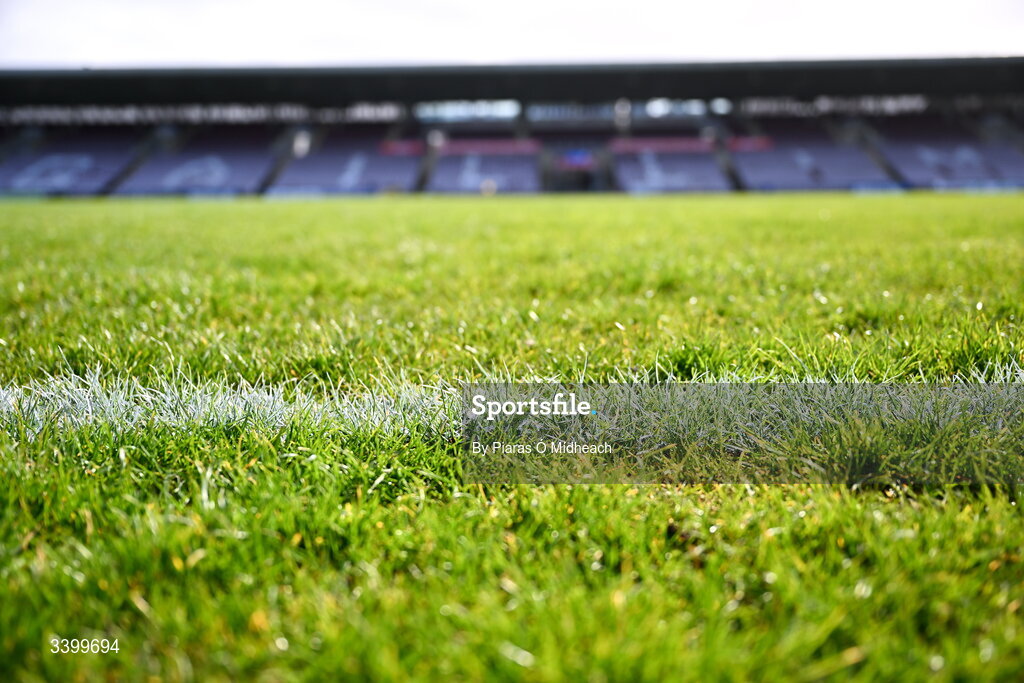 22 March 2026; A general view of the pitch before the Allianz Football League Division 1 match between Galway and Dublin at Pearse Stadium in Galway. Photo by Piaras Ó Mídheach/Sportsfile