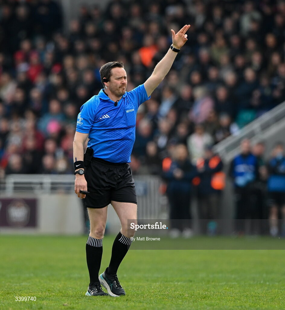 22 March 2026; Referee Patrick Neilan during the Allianz Football League Division 2 match between Kildare and Louth at Cedral St Conleth's Park in Newbridge, Kildare. Photo by Matt Browne/Sportsfile