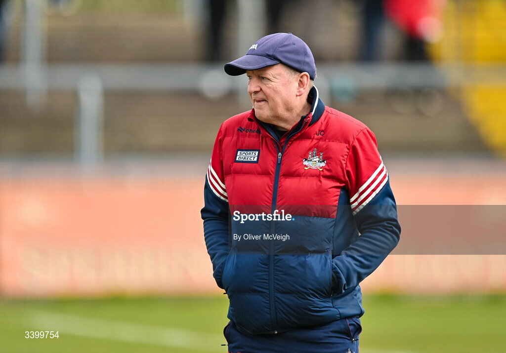22 March 2026; Cork Manager John Cleary before the Allianz Football League Division 2 match between Tyrone and Cork at O'Neills Healy Park in Omagh, Tyrone. Photo by Oliver McVeigh/Sportsfile