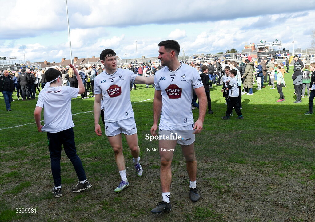 22 March 2026; Kildare players Ryan Burke and Ben McCormack after the Allianz Football League Division 2 match between Kildare and Louth at Cedral St Conleth's Park in Newbridge, Kildare. Photo by Matt Browne/Sportsfile
